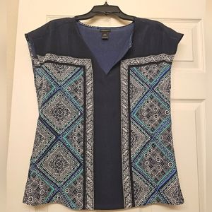 Ann Taylor Navy Print Top